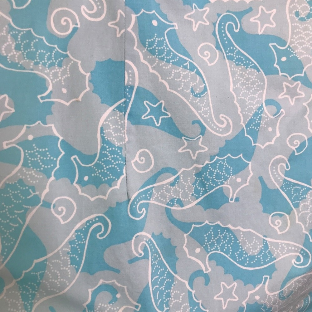Lilly Pulitzer Dress Womens L Blue Seahorse Starfish Print Shift V-Neck Cotton - Picture 7 of 7